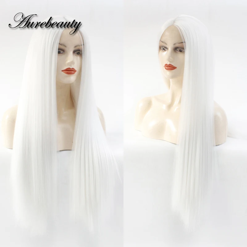

Long Afro Kinky Straight Yaki 13X4 Lace Front Wig Ash Blonde 60 White Colored Synthetic Hair Frontal Wigs Heat Resistant Full