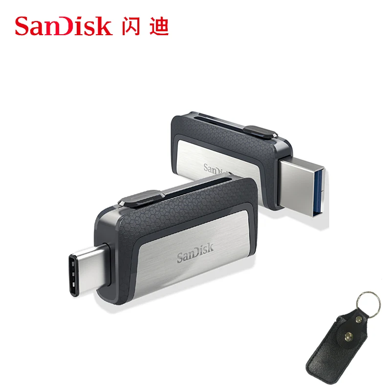 USB флеш накопитель sandisk type C OTG 64 128 ГБ флешка 32 256 3 1 диск на ключ память для