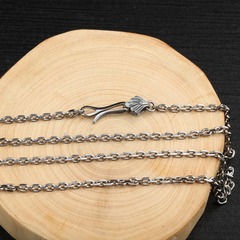 

Серебряная цепочка S925, серебряная одинарная стандартная и Женская Длинная цепочка для свитера, трендовая индивидуальная цепочка с пряжкой ...