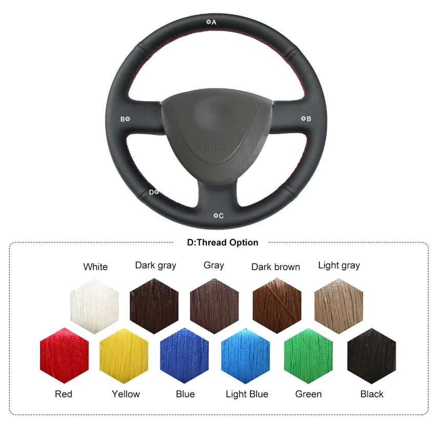 

MEWANT Black Artificial Leather Car Steering Wheel Covers for Honda Civic 2002-2005 Jazz 2001-2003 2004 2005