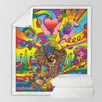 plstar cosmos hippie peace and love psychedelic funny blanket 3d print sherpa blanket on bed home textiles dreamlike style 7