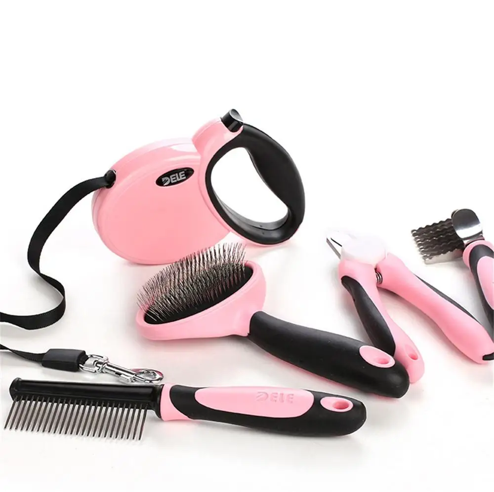 

Pet Grooming Tool 5pcs/set Cat Dog Cleaning Supplies Stainless Steel Nail Clipper Puppy Hair Remover Brush Deshedding Comb