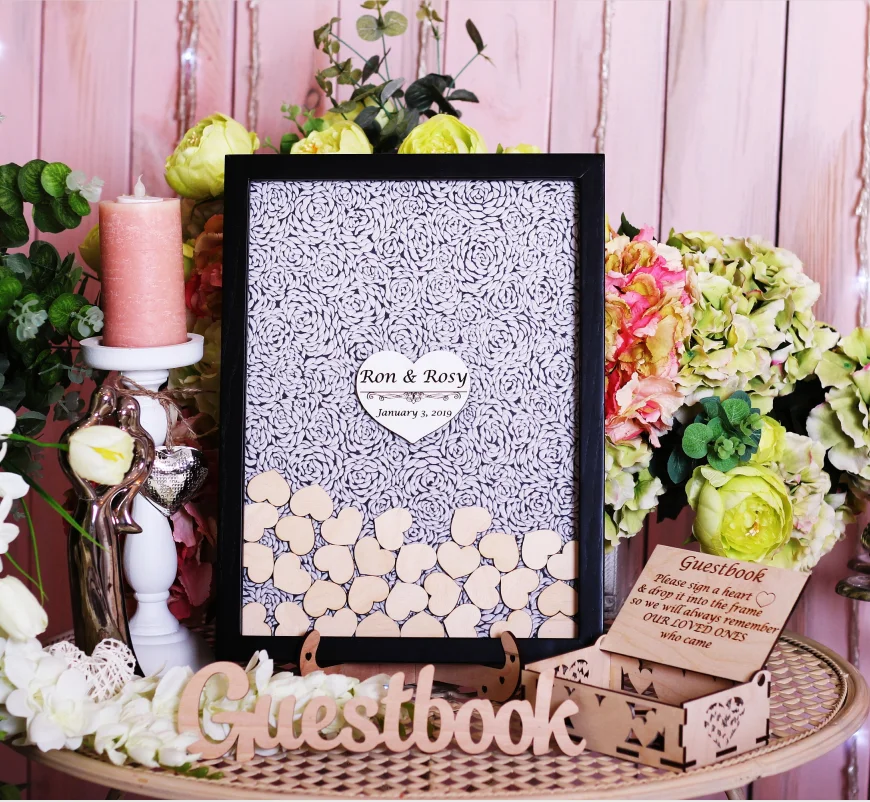 Пользовательские деревянные Свадебные гость книга рамка 3D Альтернативная drop top