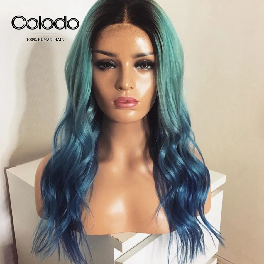 COLODO 3 тона цвет волнистый парик предварительно сорвал Омбре из натуральных волос