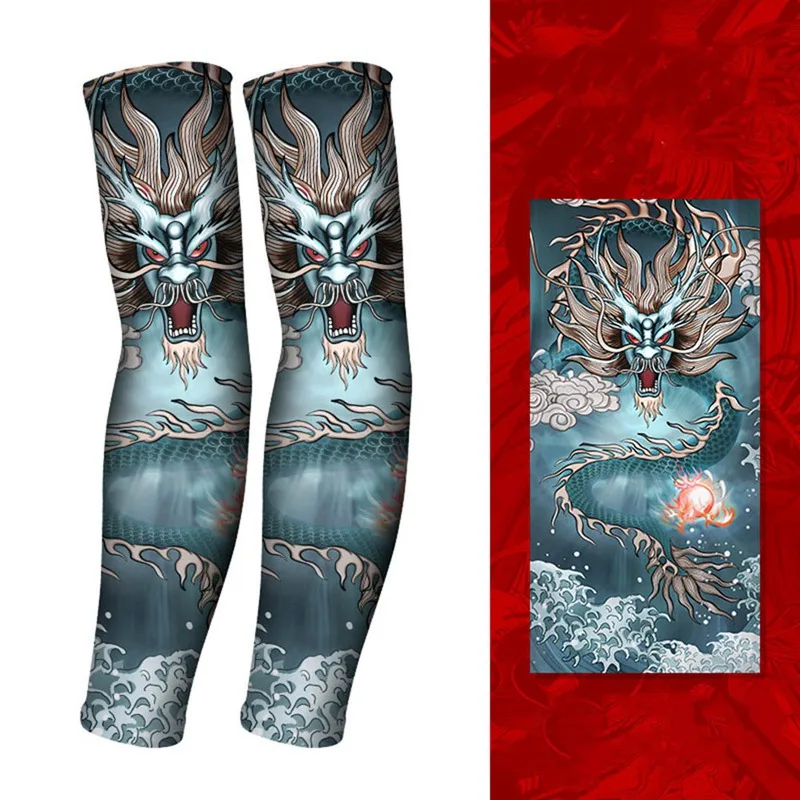 

Summer Cycling Arm Sleeves Unisex Quick Dry UV Protection Arm Protector Cover Nylon Flower Tattoo Sleeves Armwarmers Sleeves
