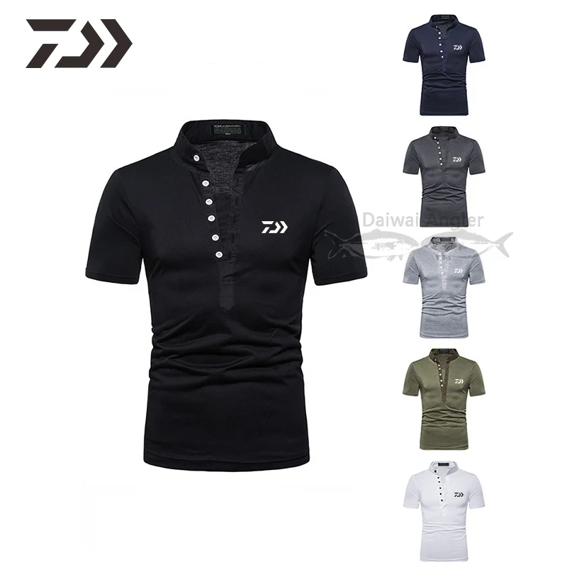 Daiwa Fishing Shirt Мужская дышащая хлопковая Футболка с полупуговицами одежда для