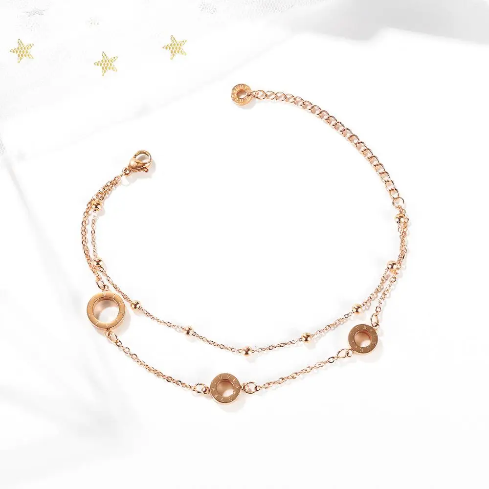 

Браслет из нержавеющей стали Женский, роскошное Ювелирное Украшение из розового золота с круглым браслетом из титановой стали, хороший под...