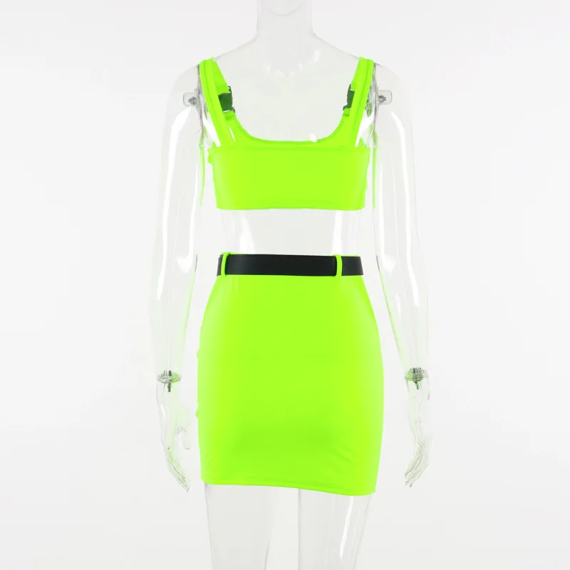 

FNOCE 2020 Zomer Vrouwen Twee Stukken Set Rok Set Bandage Crop Top Trainingspak Outfits Streetwear 2 Stuks Festival Kleding