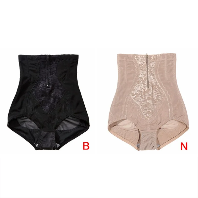 

Female Zipper Shaping Panties Adjustable Concealed Button Memory Cartilage Lightweight Silky Mesh Breathable High-waist Briefs