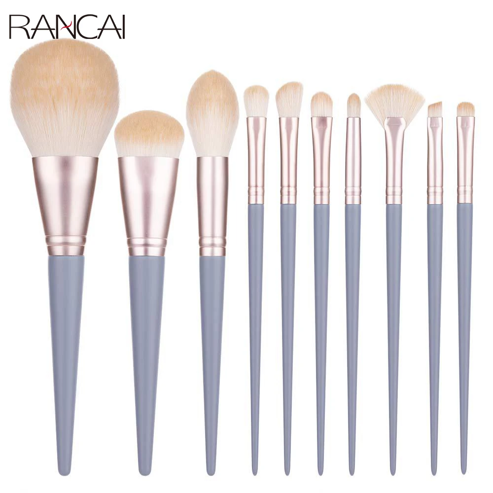 

RANCAI Professional Cosmetic 10pcs Makeup Brushes Kits Blending Eyeshadow Highlighter Contour Make Up Super Soft Tools Sets