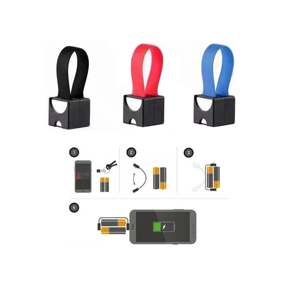 portable emergency phone charger powered by 2 pcs aa batteries with micro usb usb c apple connectors for universal phone free global shipping