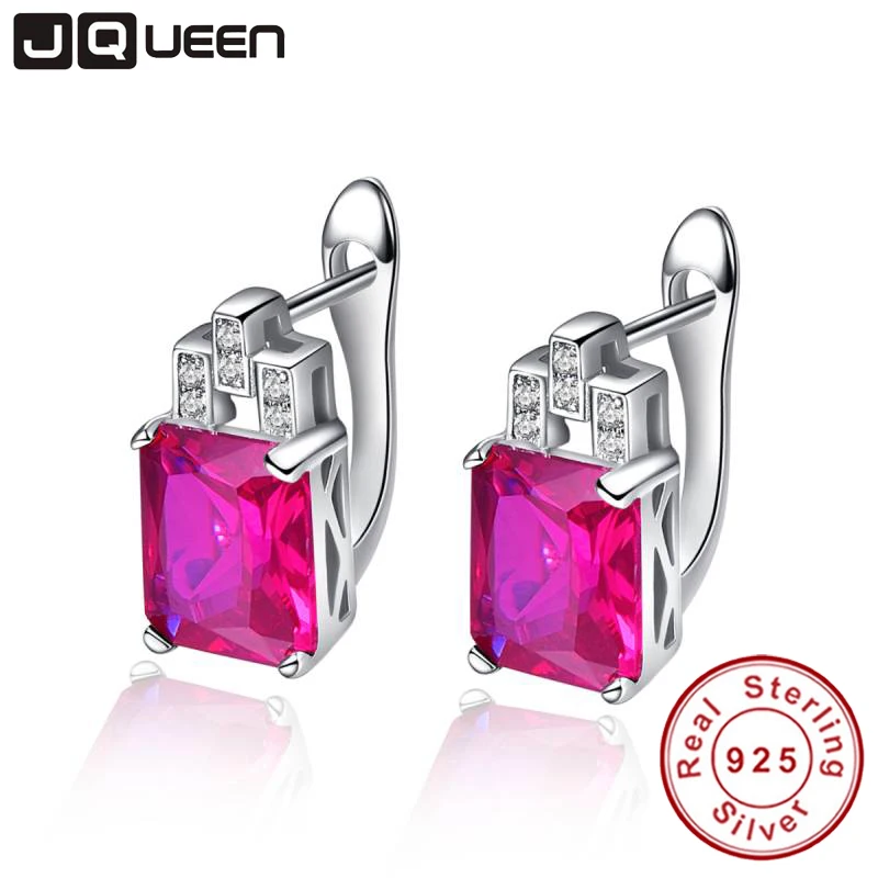 JQUEEN 7.85Ct создан Рубин уха манжета Клип Ohrringe для женщин 925 стерлингового серебра