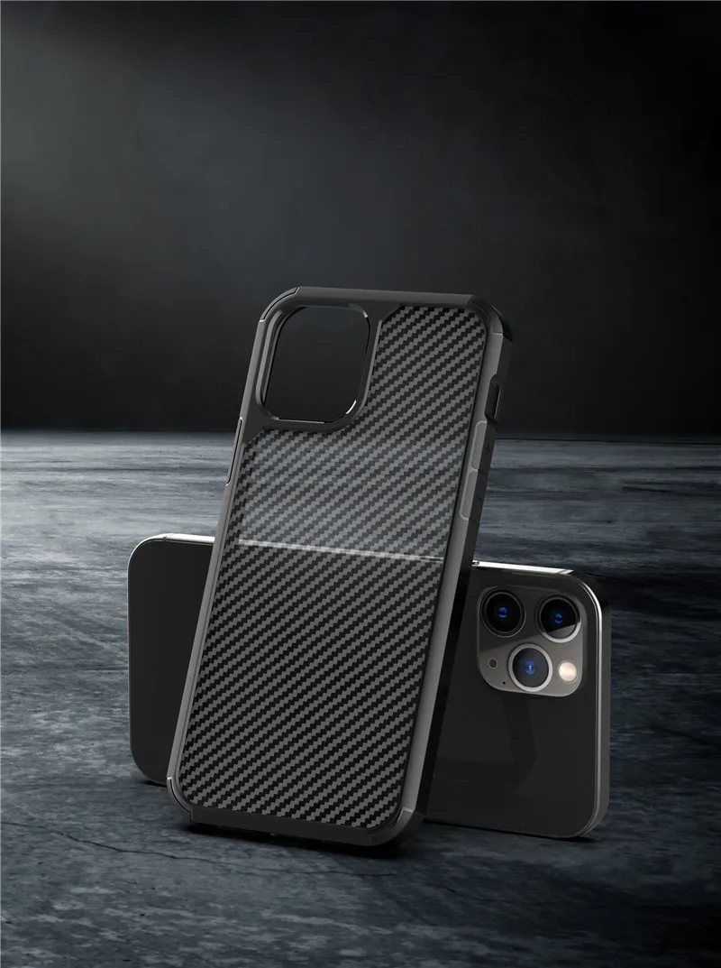 

Carbon Fibre Soft TPU Anti-Knock Phone Cases For IPhone 12Mini Pro Max