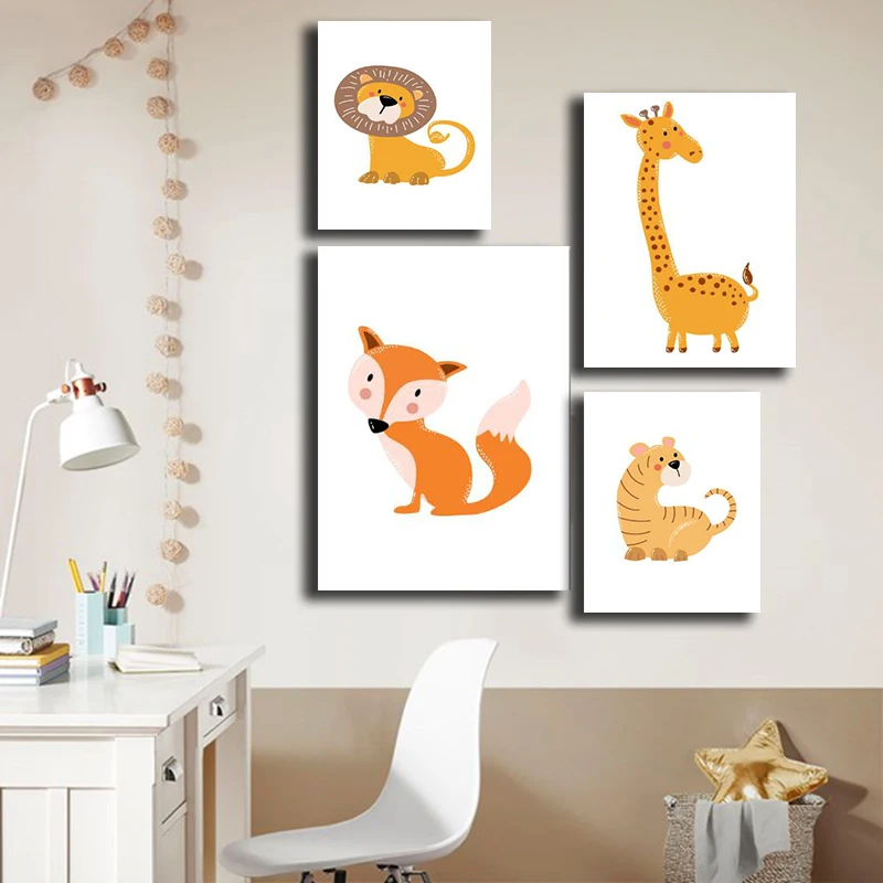 Милый Постер с изображением животных в лесу современный постер картина