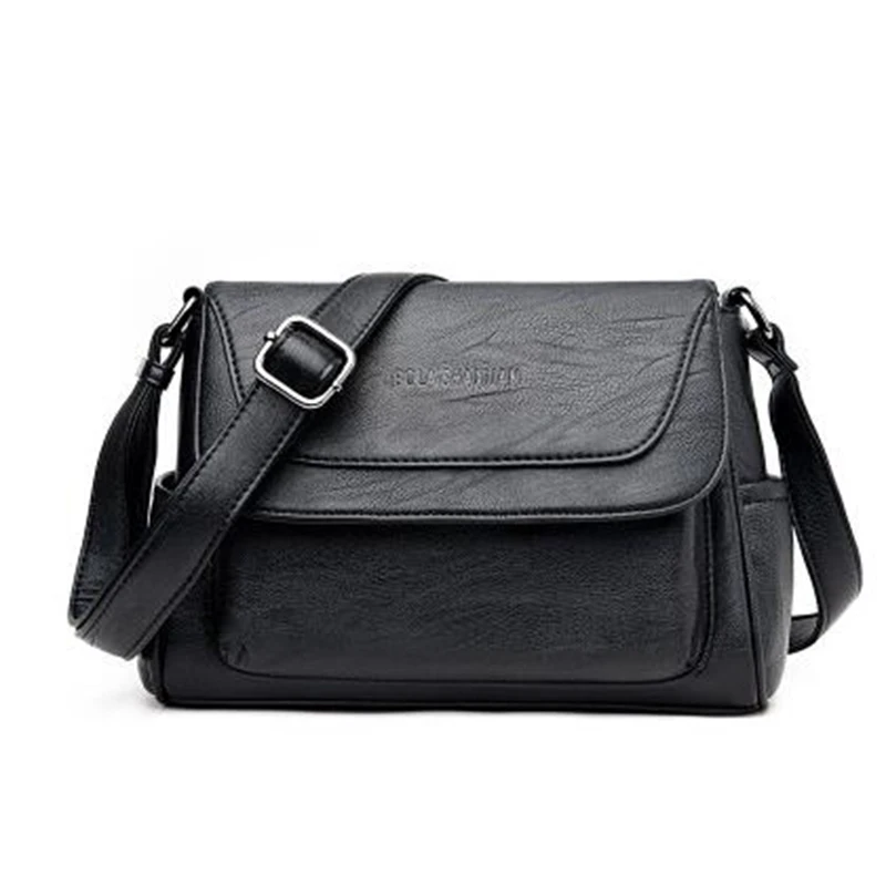 

Однотонные сумки через плечо из мягкой кожи с большим клапаном для женщин, Классические офисные дамские сумки-мессенджеры для работы, повсе...