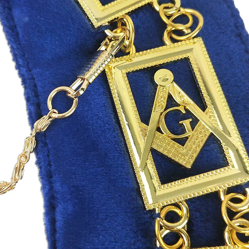Masonic master цепь со знаком масонов воротник голубой цвет посеребренный компас и