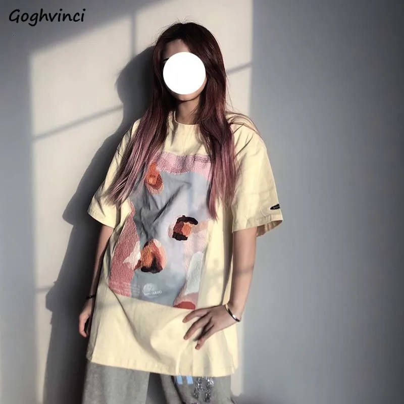 

Женские футболки с принтом в стиле Харадзюку, свободные топы с коротким рукавом, стильная уличная одежда, летние универсальные футболки для...