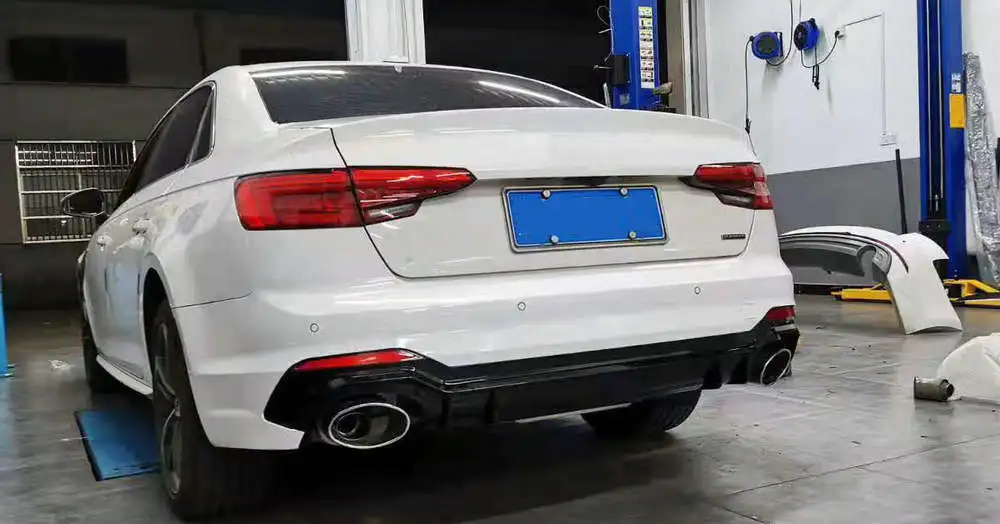 RS4 набор внешних комплектующих к автомобилю для Audi A4- переднего бампера и передней губы и переднего гриля/заднего бампера и заднего диффузора губ
