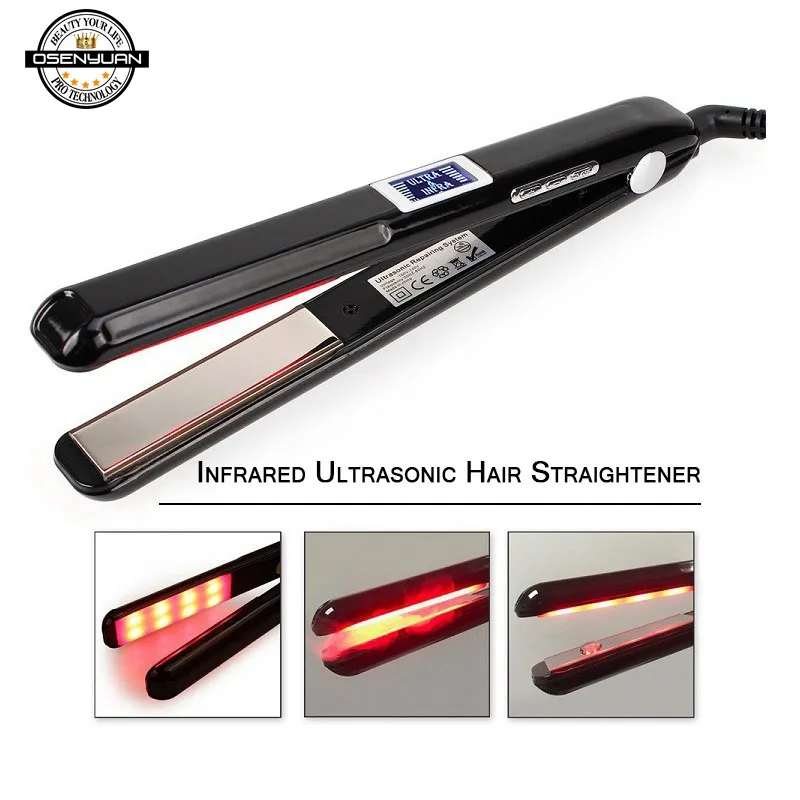 

Professional Hair Straightener Irons Ultrasonic Infrared Hair Iron LCD Display Hairs Flat Iron Board Treatment Recover Damaged