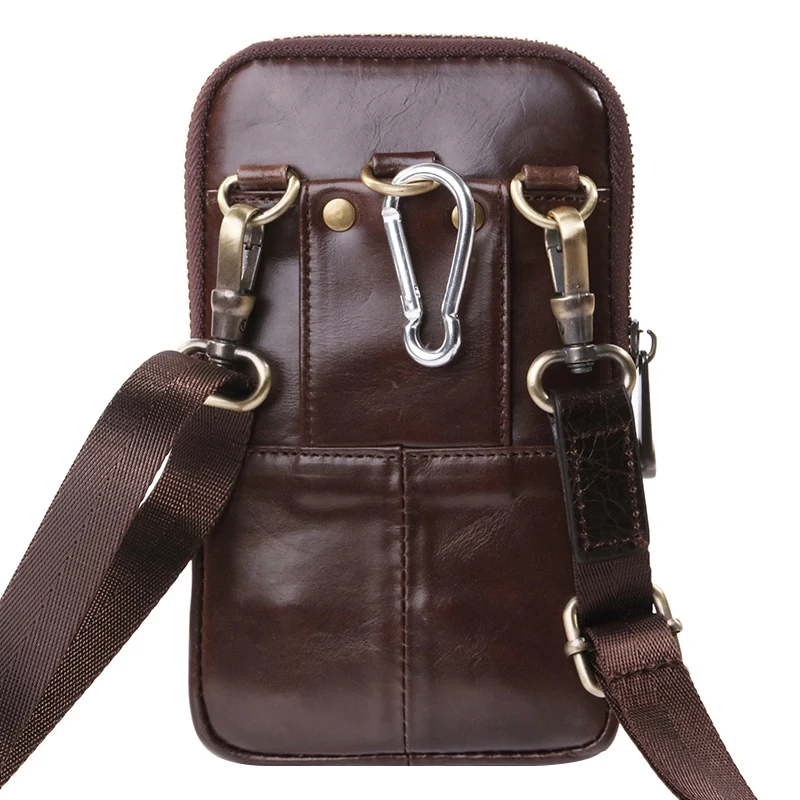 PI дядя кожаный пояс в стиле ретро сумка Для мужчин Мобильный телефон через плечо
