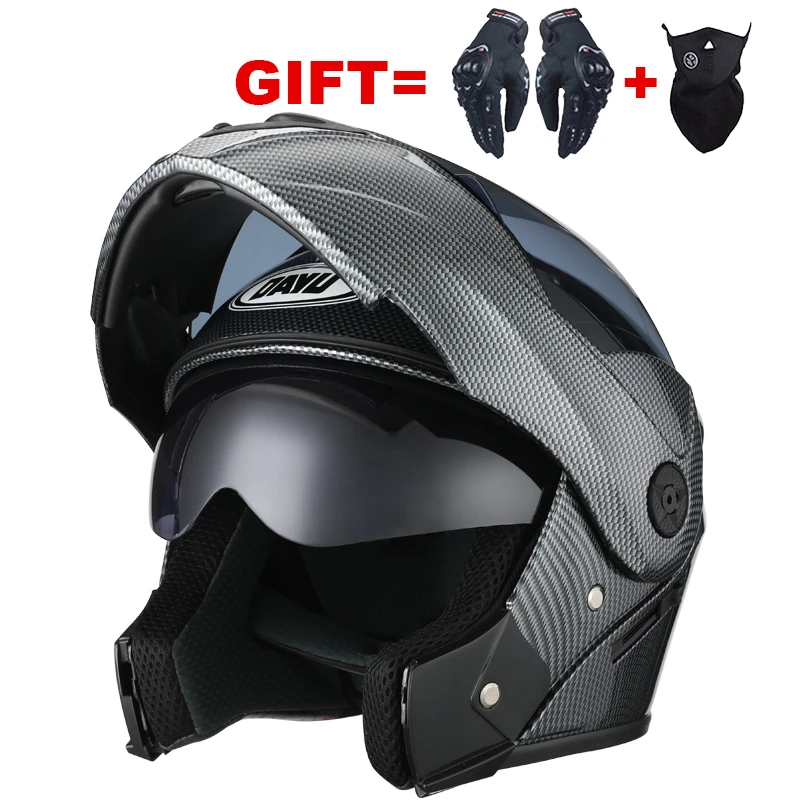 

Мотоциклетные гоночные шлемы откидной модульный двойной объектив карбоновый Helf лицевой полный шлем безопасный шлем Cascos Para Moto двойной козы...