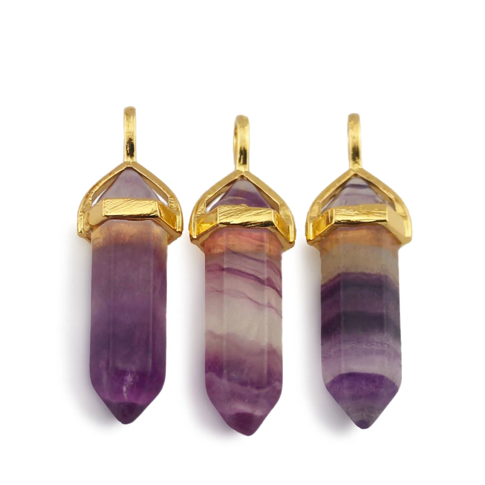 Подвески в виде шестиугольной колонны из натурального камня украшение Золотой