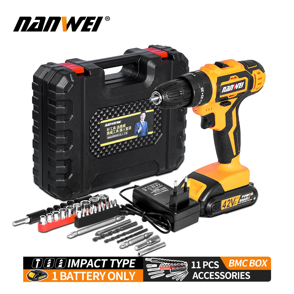 42VF 7.5Ah1BatteryPA 21V Беспроводной Перезаряжаемые Электрическая отвертка аккумуляторная дрель электрическая мини Мощность DriverDC литий-ионный Батарея 2-Скорость инструмент - Цвет: 42VF 7.5Ah1BatteryPA