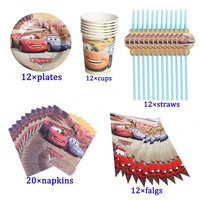cartoon mcqueen cars birthday decoration boys plates cups napkins tablecloth disposable tableware supplies baby shower gifts