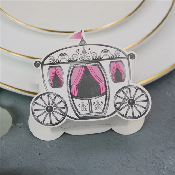 50pcs/lot European Fairy Carriage Favors Box Gifts Candy Boxes Baby Shower Wedding Birthday Party Supplies carriage Gift box