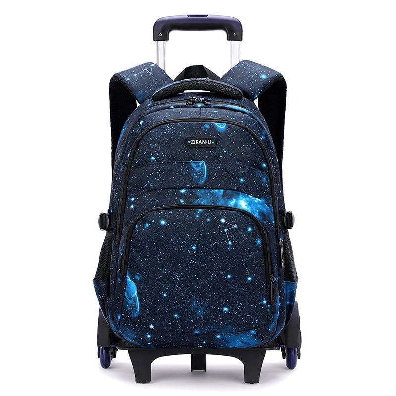 Children Starry Sky print Schoolbags for Boys Trolley Backpack Wheeled Kids Detachable Orthopedic Schoolbag Student Rolling Bags