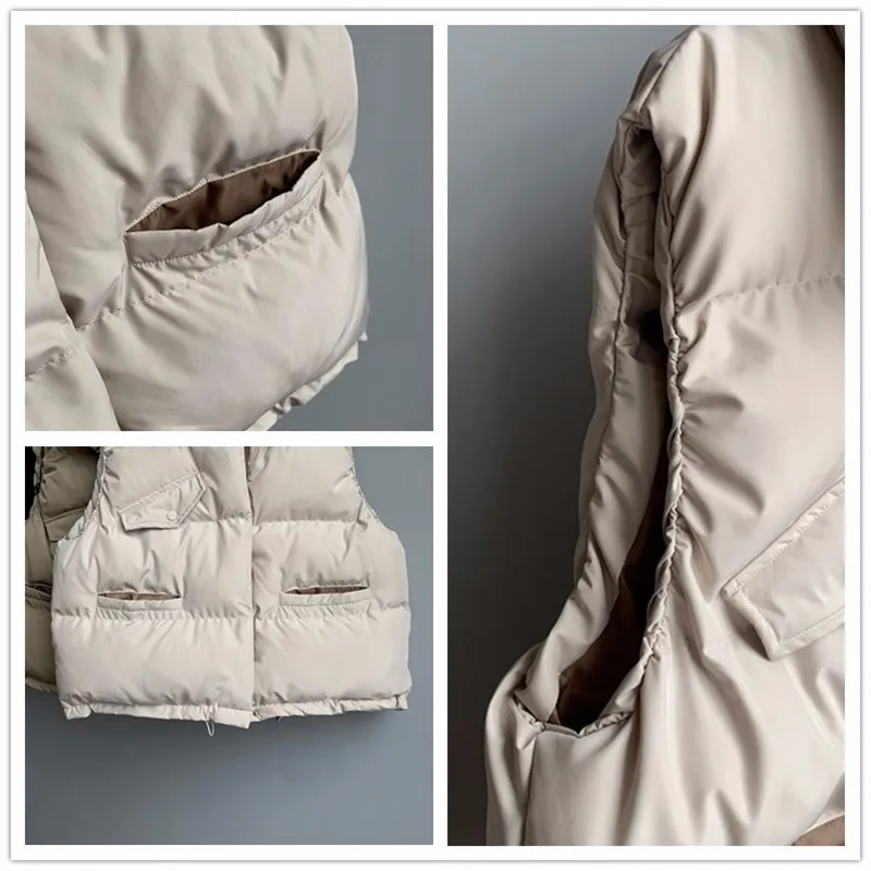 

Yzeqi 2021 Winter Women Fashion Waistcoat Pocket Hooded Coat Warm Casual Cotton Padded Vest Female Casual Sleeveless Jacket Top