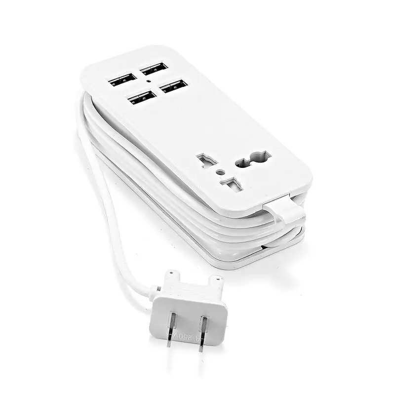 США блок питания с 4 USB портативным удлинительным гнездом синий белый цвета тип