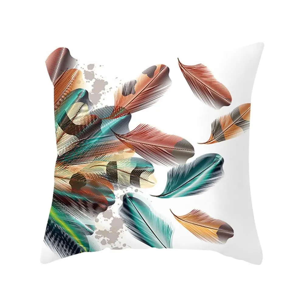 18'' Feather Pattern Pillow Case Color Animal Printing Sofa Office Car Seat Fashion Home Decorative Cushion Cover | Дом и сад