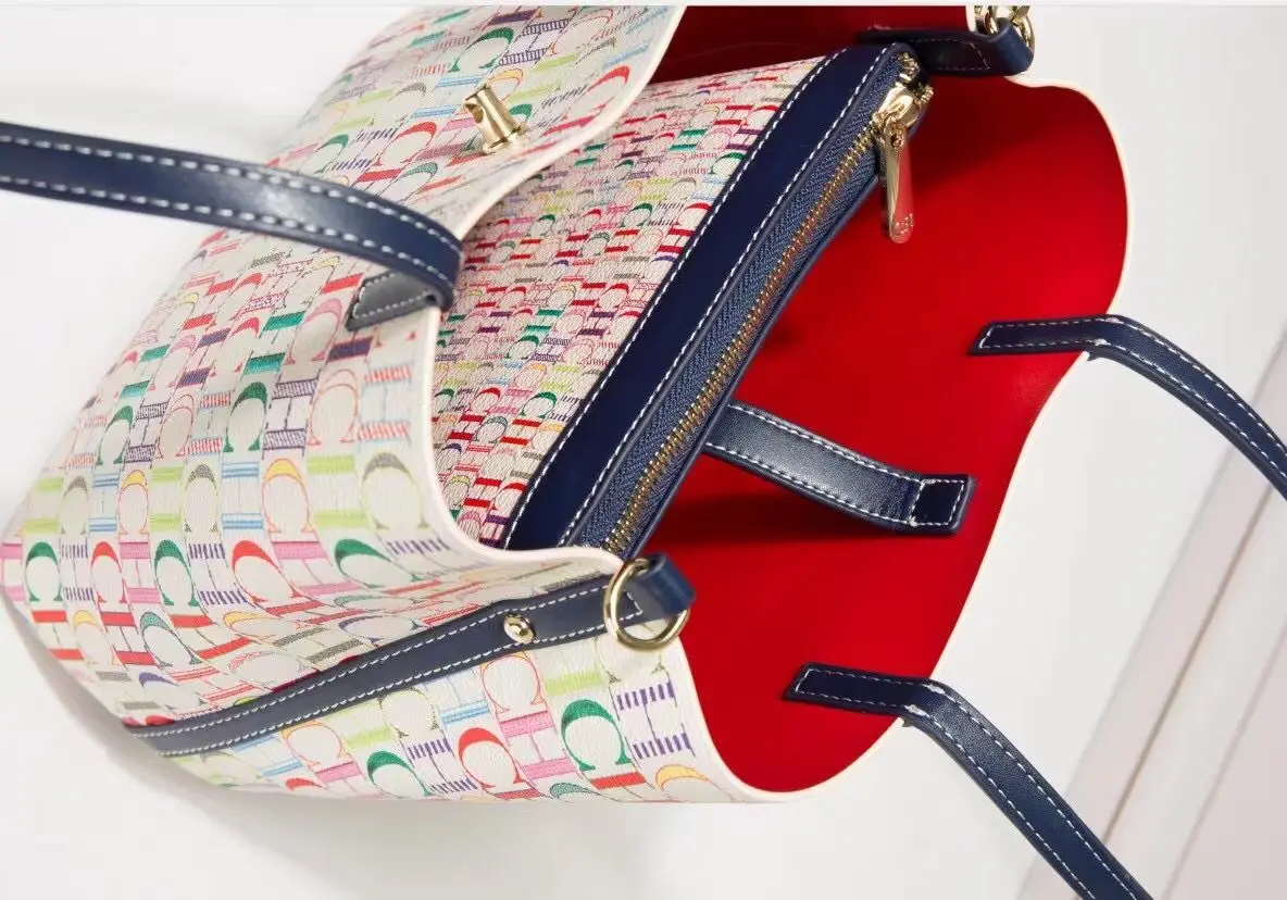 

Women Sac Genuine Leather Big Tote Bag 2021 New Fashion CH Print Women Lock Bucket Handbag Luxury Designer Purses Handbags