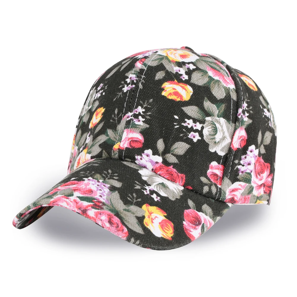 Бейсболка женская с цветочным рисунком регулируемая короткая спортивная кепка в