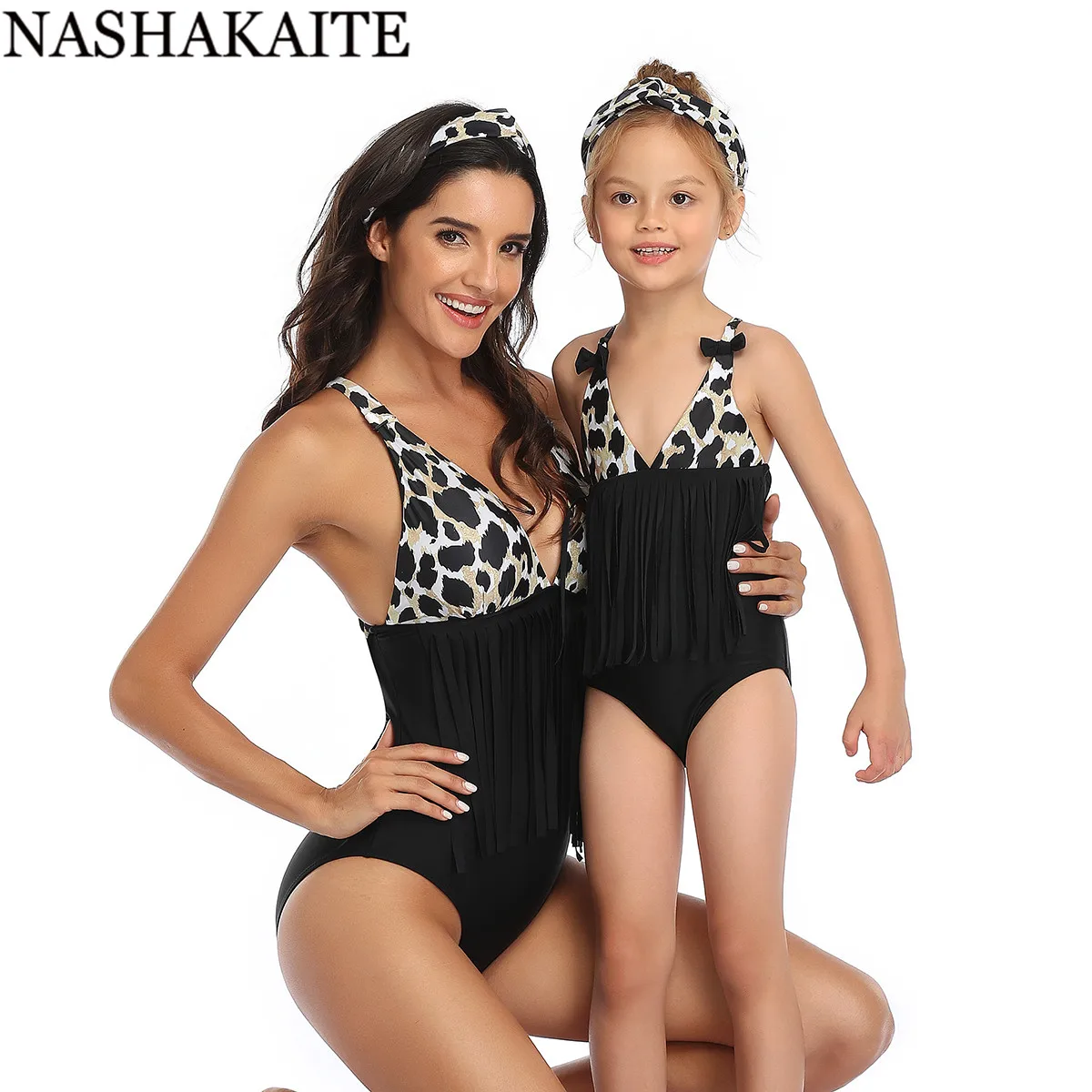 NASHAKAITE/купальный костюм для мамы и дочки с полосатым принтом удлиненными