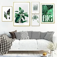 nordic style geometric green leaf canvas poster print inspirational quotes wall art painting pictures modern living room decor