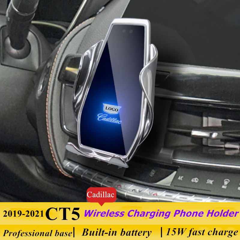 

For 2019-2021 Cadillac CT5 Car Phone Holder Air Vent Wireless Charger 360 Rotating Navigation Bracket GPS Support