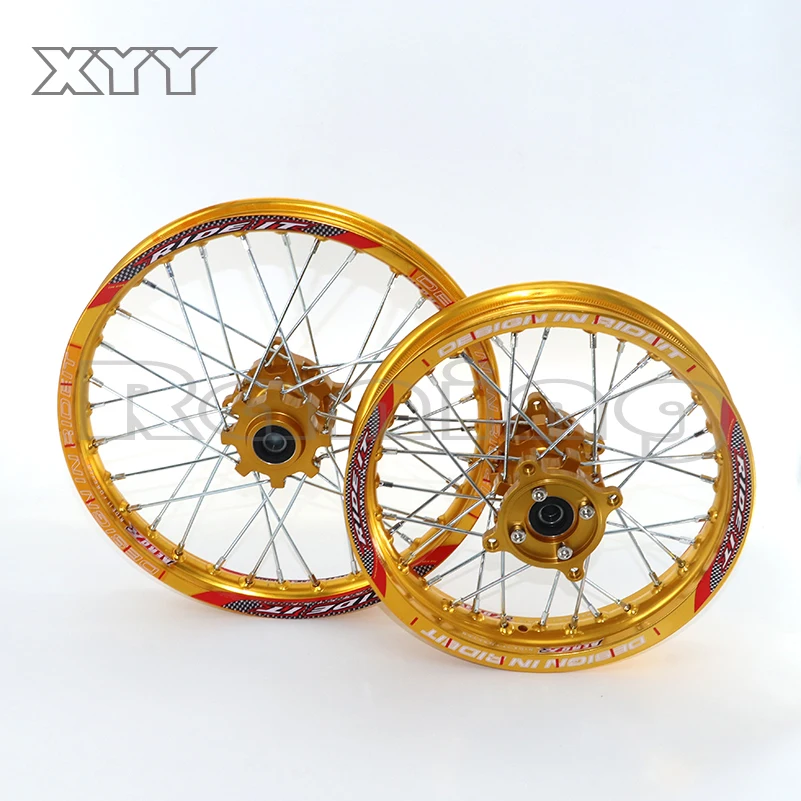 Грязевой питбайк 12/14 дюймов Золото 12 мм или 15 передняя 1 40x14 Задняя 85x12 алюминиевый