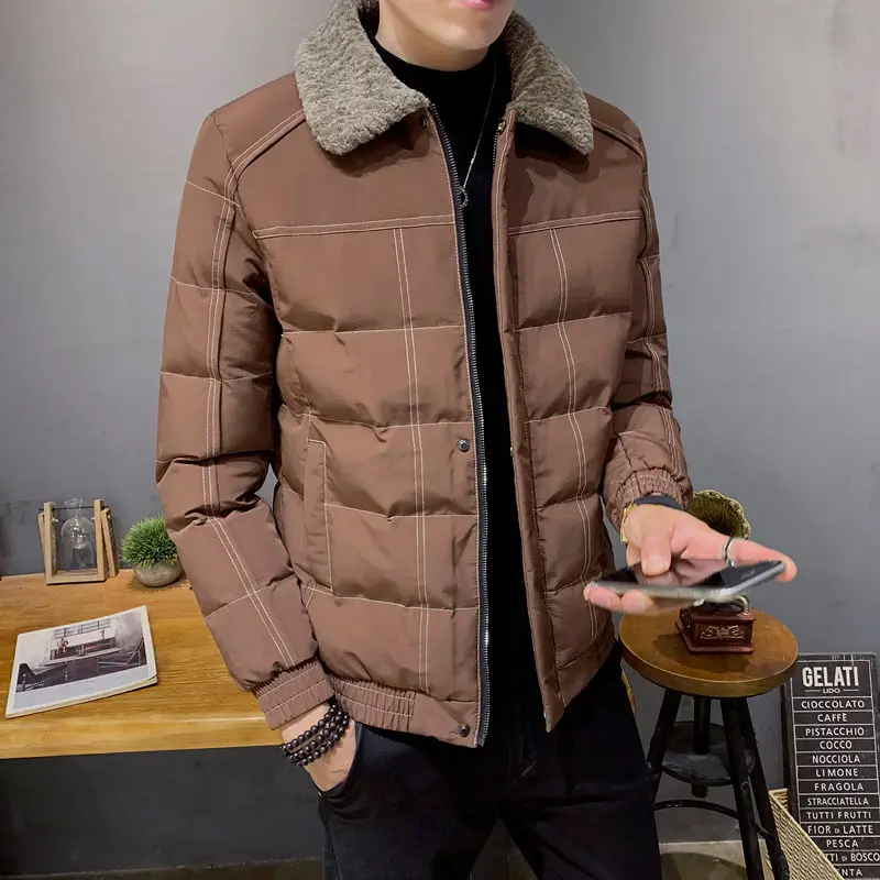 

Men's Winter Autumn New Casual Thicken Warm Waterproof Jacket Parkas Men Outwear Lamb Collar Windproof Parkas Jacket Y84