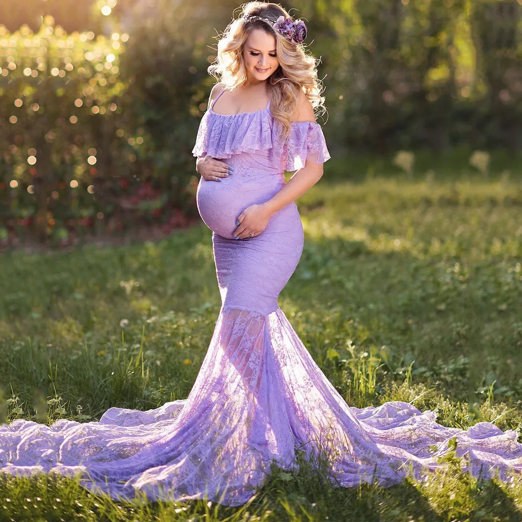 Women Pregnants Sexy Photography Props Short Sleeve Maternity Solid Lace Dress Pregnancy Flattering Dresses Mama Clothing 15 | Мать и