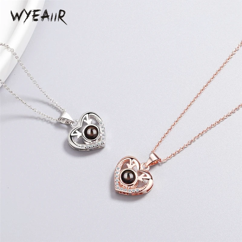 WYEAIIR 100 языков я люблю тебя сердце рога 925 пробы Серебряное Женское