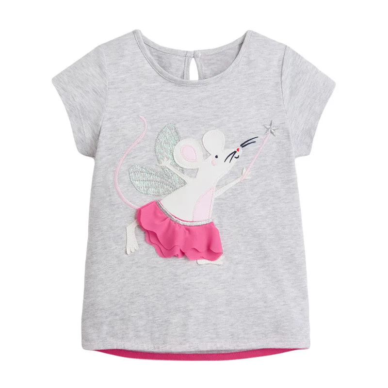 2021 Girls T-shirt Summe Tops Kids Clothes Cute Rabbit T Shirt Cotton Camisetas Enfant Cartoon Tshirt roupa infantil Koszulka