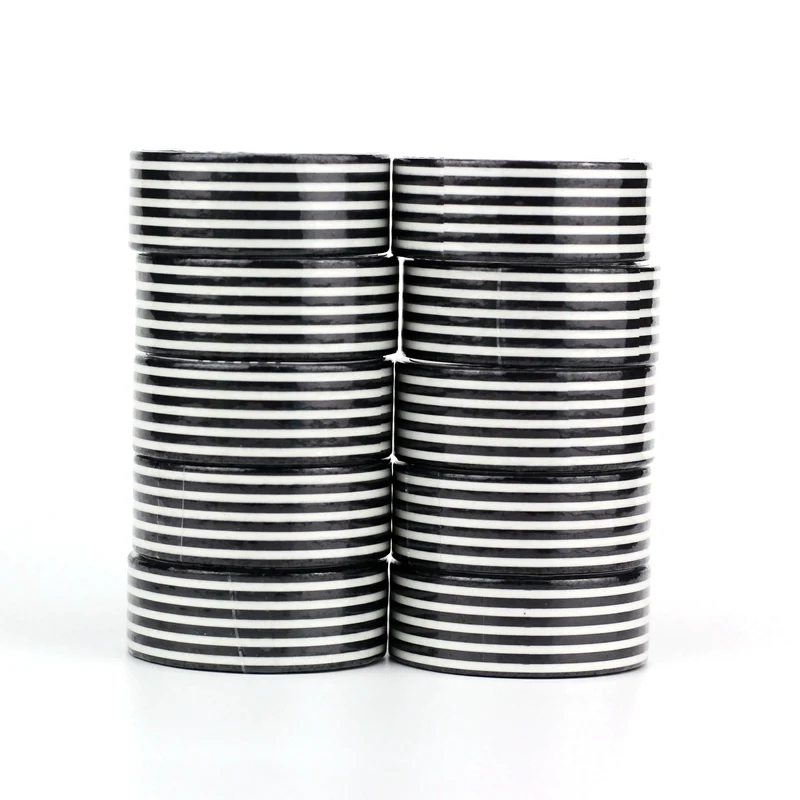 

NEW 10pcs/Lot Decorative Black and White Horizontal Stripes Washi Tapes for Planner Adhesive Masking Tape Cute Stationery