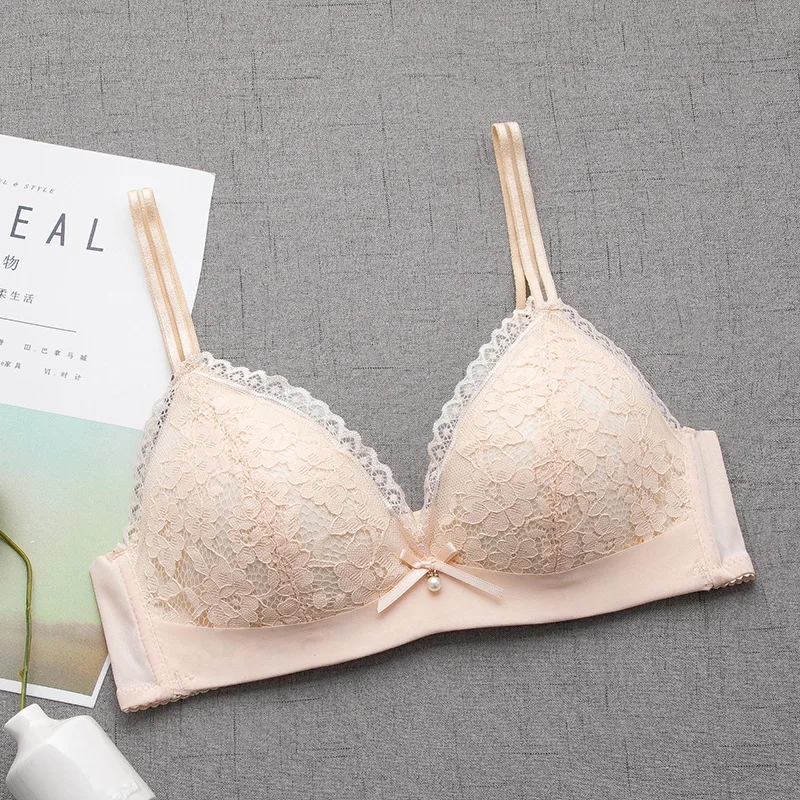 Кружевное нижнее белье без косточек небольшой бюст Летний Тонкий регулируемый