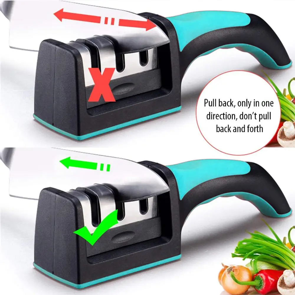 Точилка для ножей 3 в 1/Алмазное покрытие и тонкий стержень/Система заточки