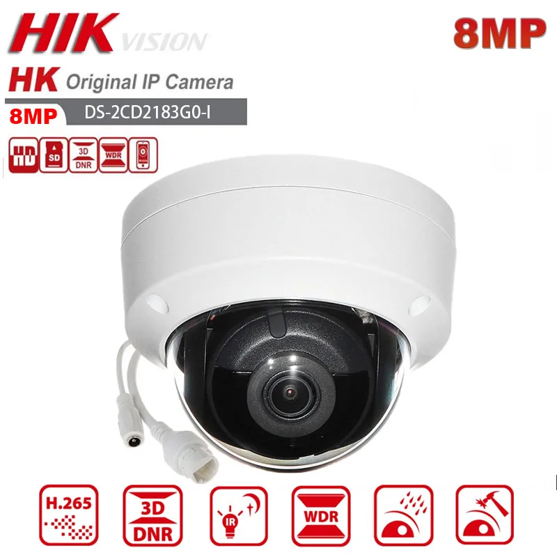 

8MP DS-2CD2183G0-I 4K WDR Fixed IP IR CCTV POE Dome Network Camera For Hikvision with Build-in Mic