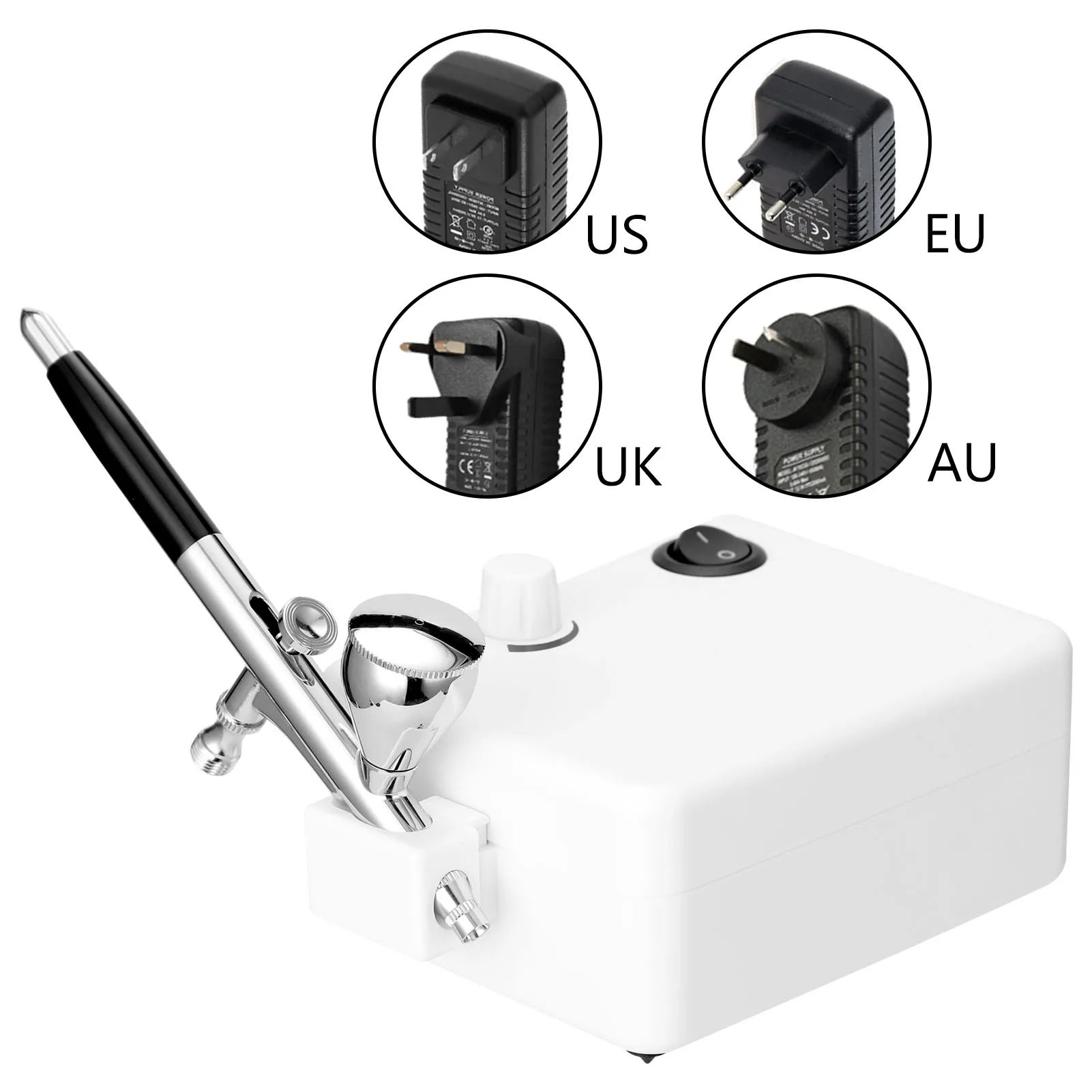 

0.3mm Airbrush Non-oil Type 30PSI Air Compressor Set for Model Making Art Painting +0.5mm nozzle+G1/8 Fast-adapter+Wrench+Hose