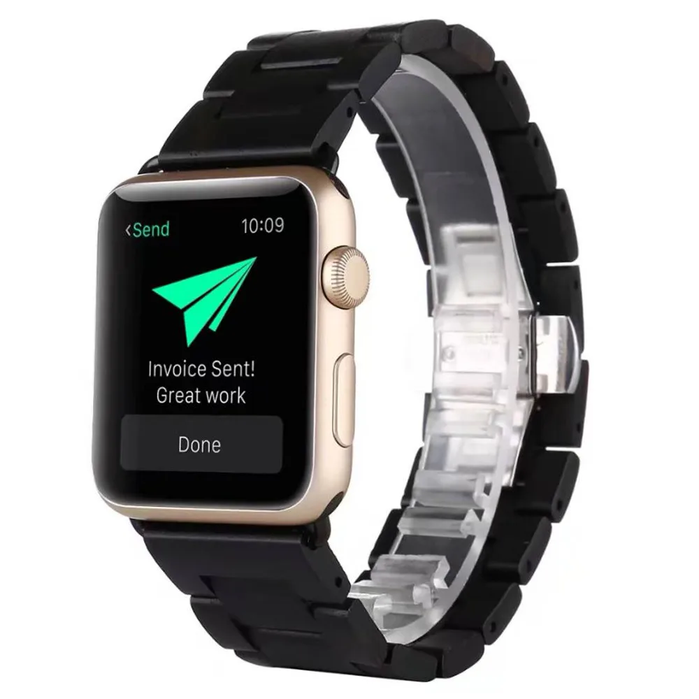 Деревянный ремешок для часов apple watch, ремешок 40 мм, 44 мм, 38 мм, 42 мм, серия 5, 4, 3, 2, 1, роскошный браслет для iWatch, наручные часы apple