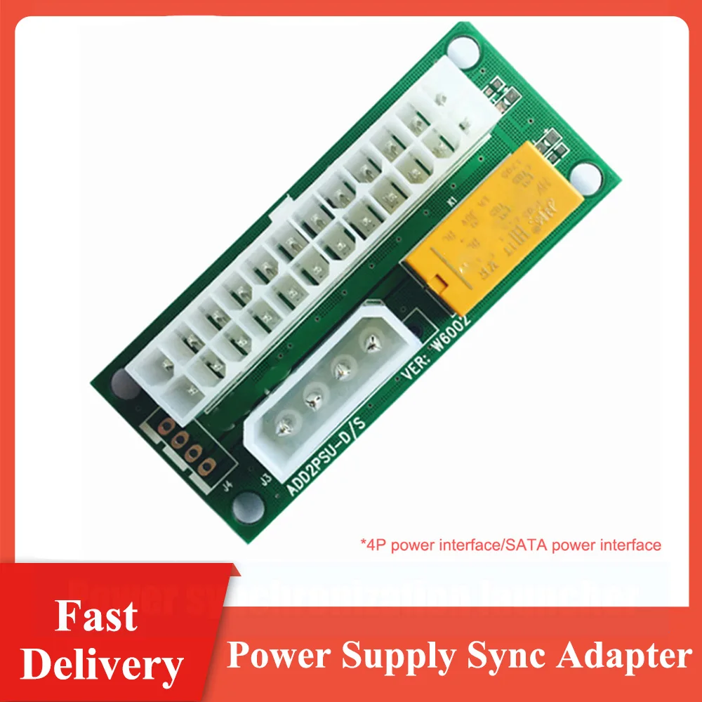 

Mining Add Dual PSU Power Supply Synchronization launcher Adapter ATX 24P To 4pin Molex Synchronous Connector Riser Cable Miner